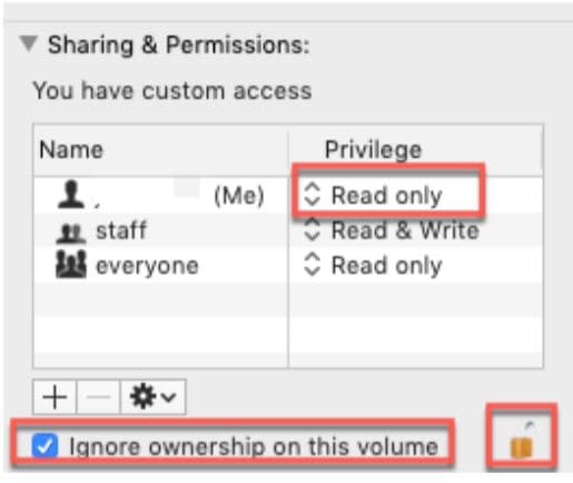 change read and write permissions on mac for external hard drives